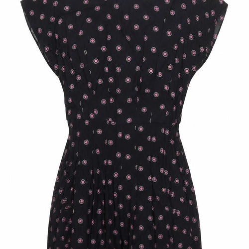 Topshop Womens Black Geometric Viscose Playsuit One-Piece Size 6  Zip