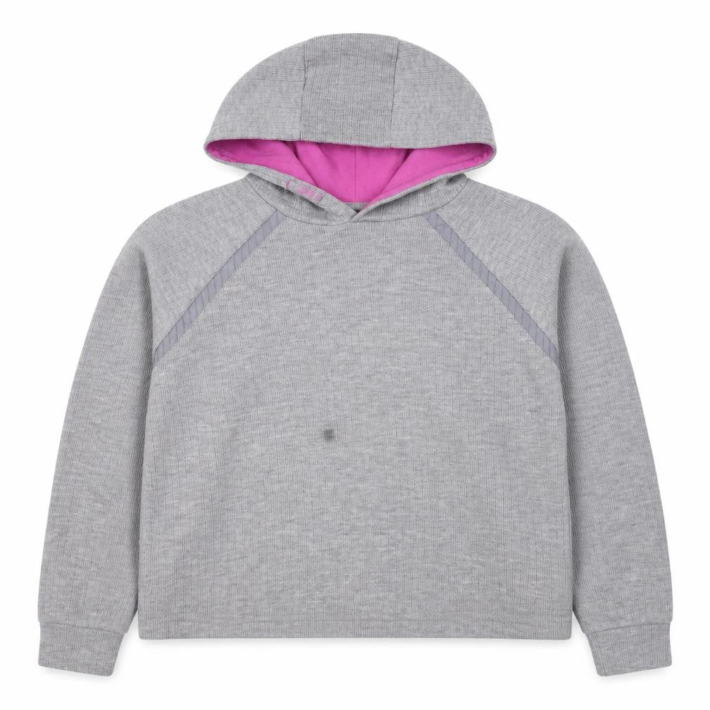 Front view of Primark girls’ grey cotton pullover hoodie, size 10-11, years pullover