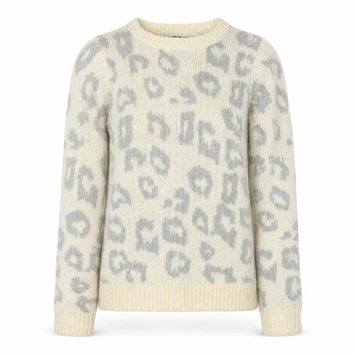 Dorothy Perkins Womens White Round Neck Animal Print Acrylic Pullover Jumper Size 8