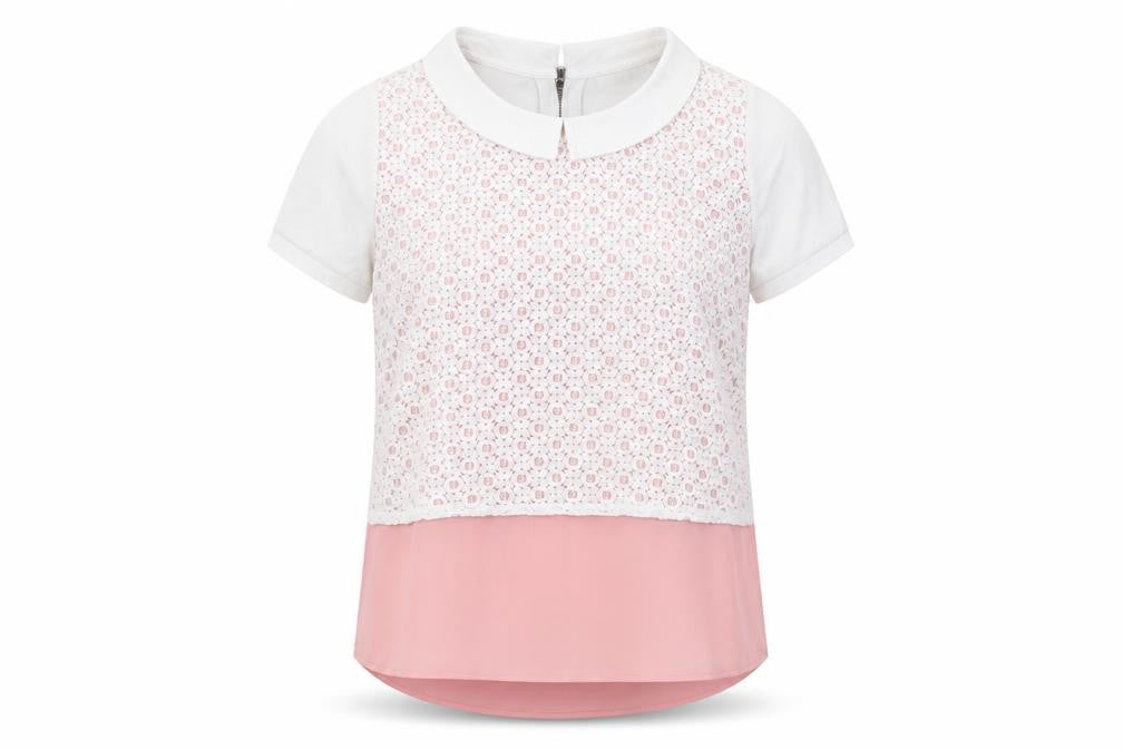 Front view of Next women’s multicoloured cotton basic blouse, size UK 12, collared