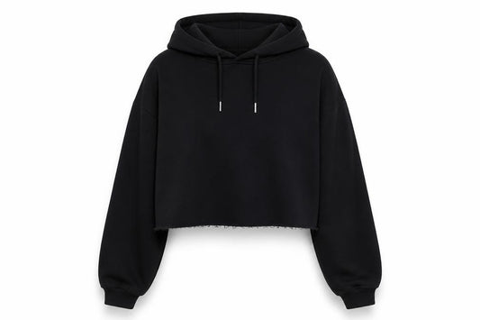 Front view of Select women’s black polyester pullover hoodie, size S