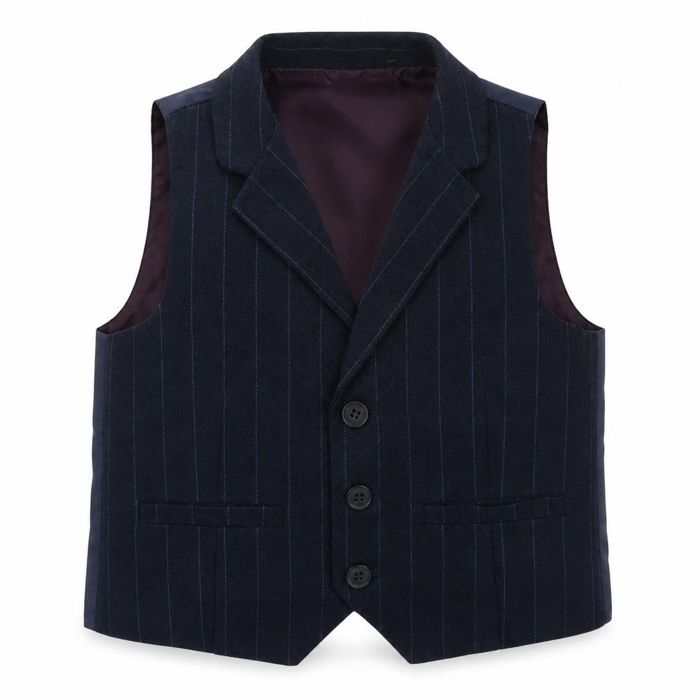 Front view of Next boys’ blue polyester basic tank, size 2-3, years v-neck