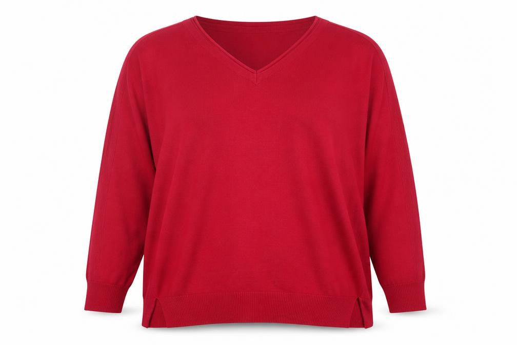 Front view of George women’s pink v-neck viscose jumper, size UK 8