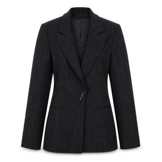 Front view of bay women’s black jacket blazer, size UK 8, button