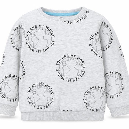 Fred & Flo Boys Grey  Cotton Basic T-Shirt Size 9-12 Months Crew Neck Pullover - You Are My World