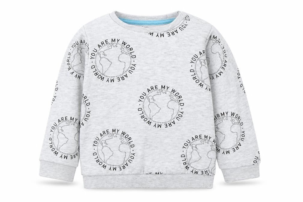 Fred & Flo Boys Grey  Cotton Basic T-Shirt Size 9-12 Months Crew Neck Pullover - You Are My World