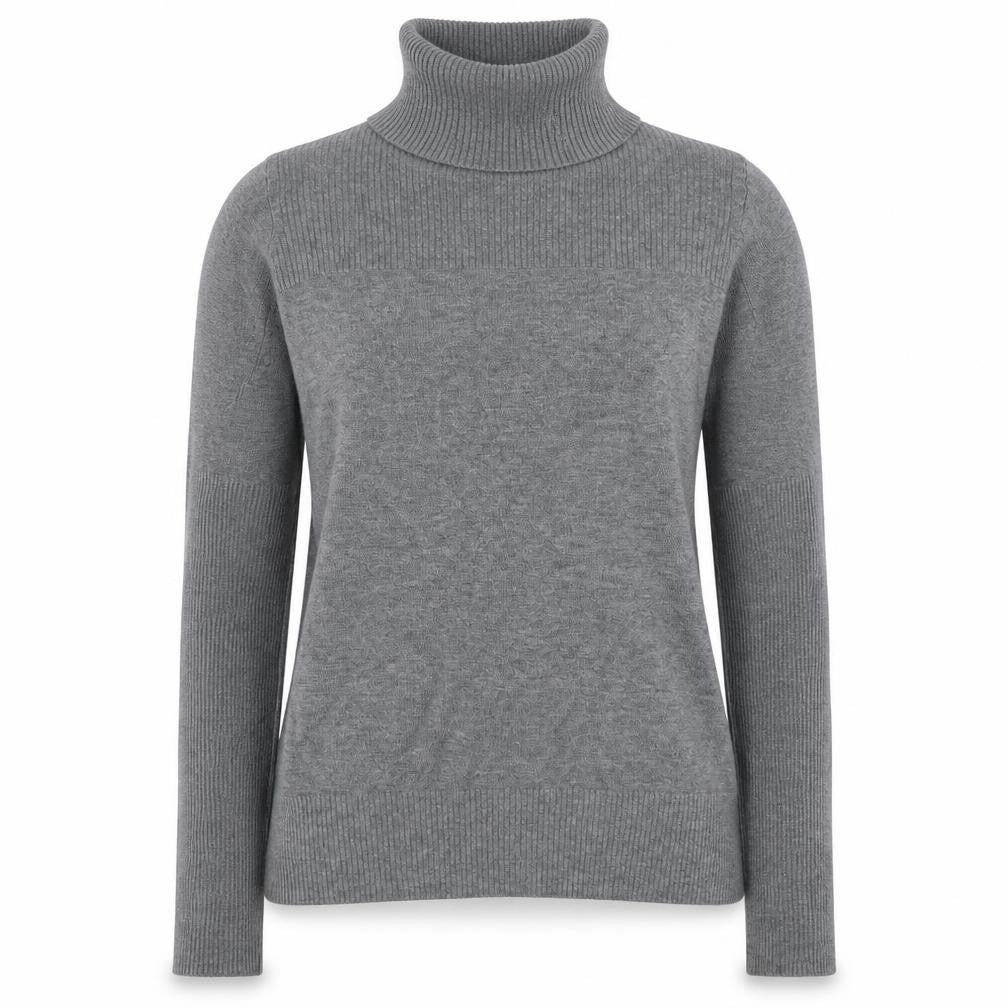 Front view of George women’s grey roll neck viscose jumper, size UK 12