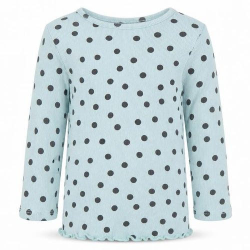 Matalan Girls Green Polka Dot Cotton Jersey T-Shirt Size 9-12 Months Round Neck