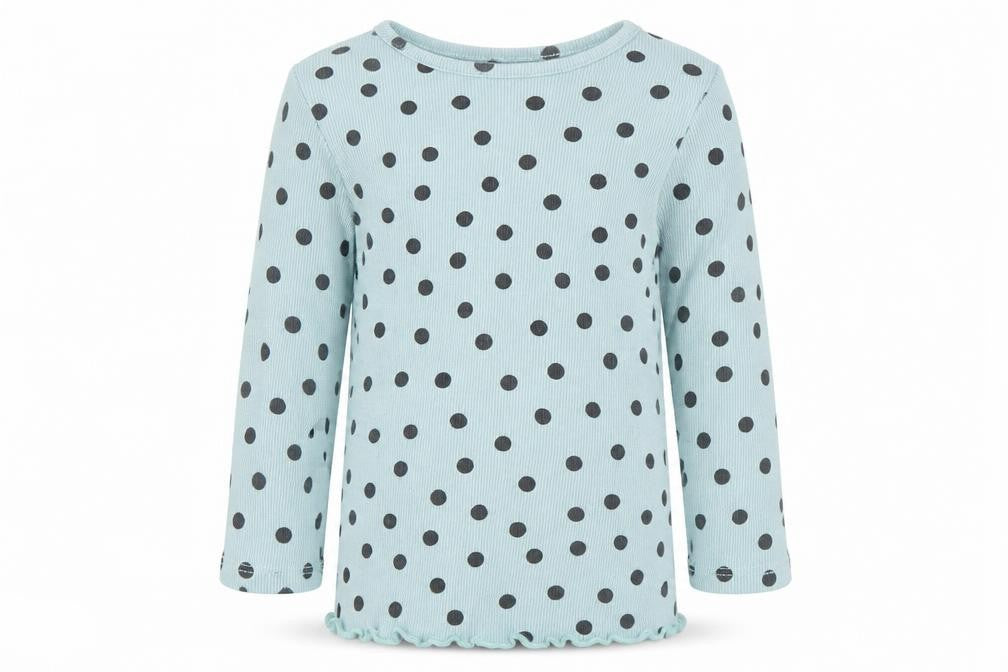 Matalan Girls Green Polka Dot Cotton Jersey T-Shirt Size 9-12 Months Round Neck