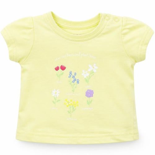Primark Baby Yellow  Cotton Pullover T-Shirt Size 0-3 Months Crew Neck Snap