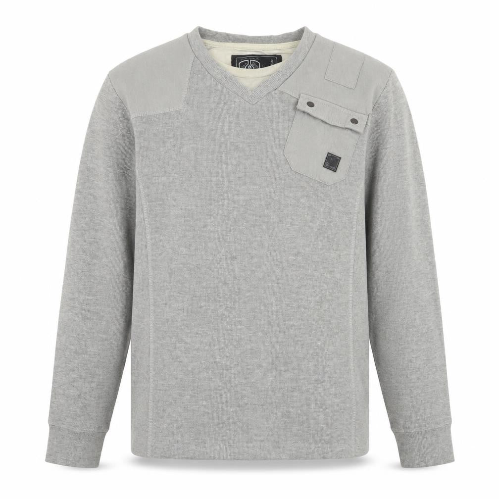 Front view of Dissident men’s grey cotton pullover sweatshirt, size M