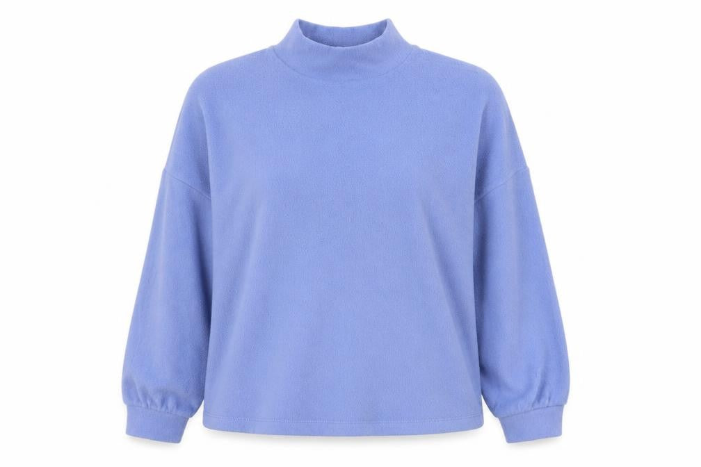 Front view of New Look women’s blue high neck polyester jumper, size L