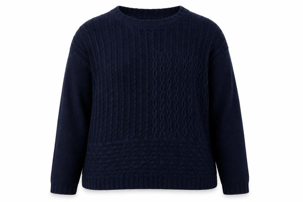 Front view of George women’s blue round neck acrylic jumper, size L