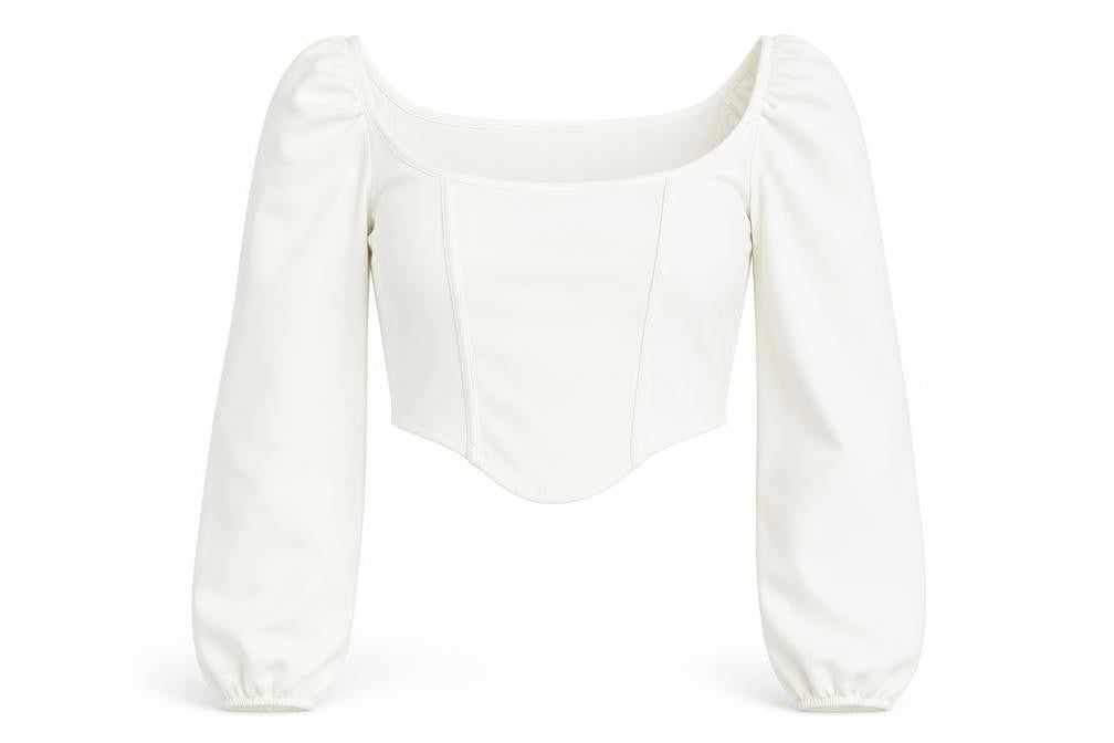 Front view of PRETTYLITTLETHING women’s white polyester basic tank, size UK 8, square neck