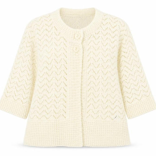 Glimpse Design Womens White Crew Neck  Acrylic Cardigan Jumper Size M