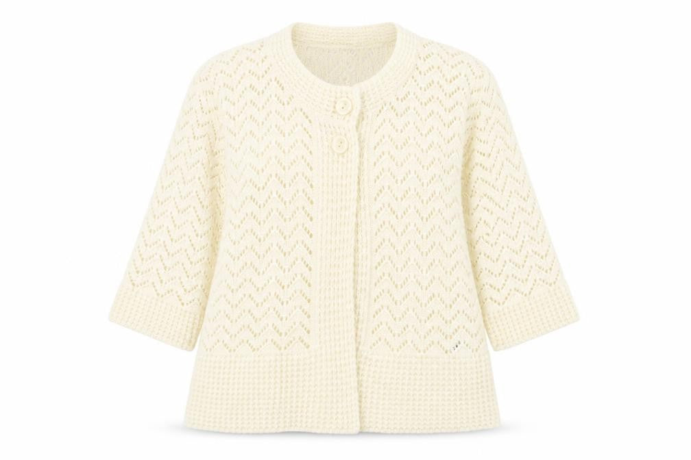 Glimpse Design Womens White Crew Neck  Acrylic Cardigan Jumper Size M