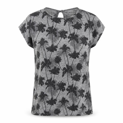Oasis Womens Gold Floral Polyester Jersey T-Shirt Size S Crew Neck