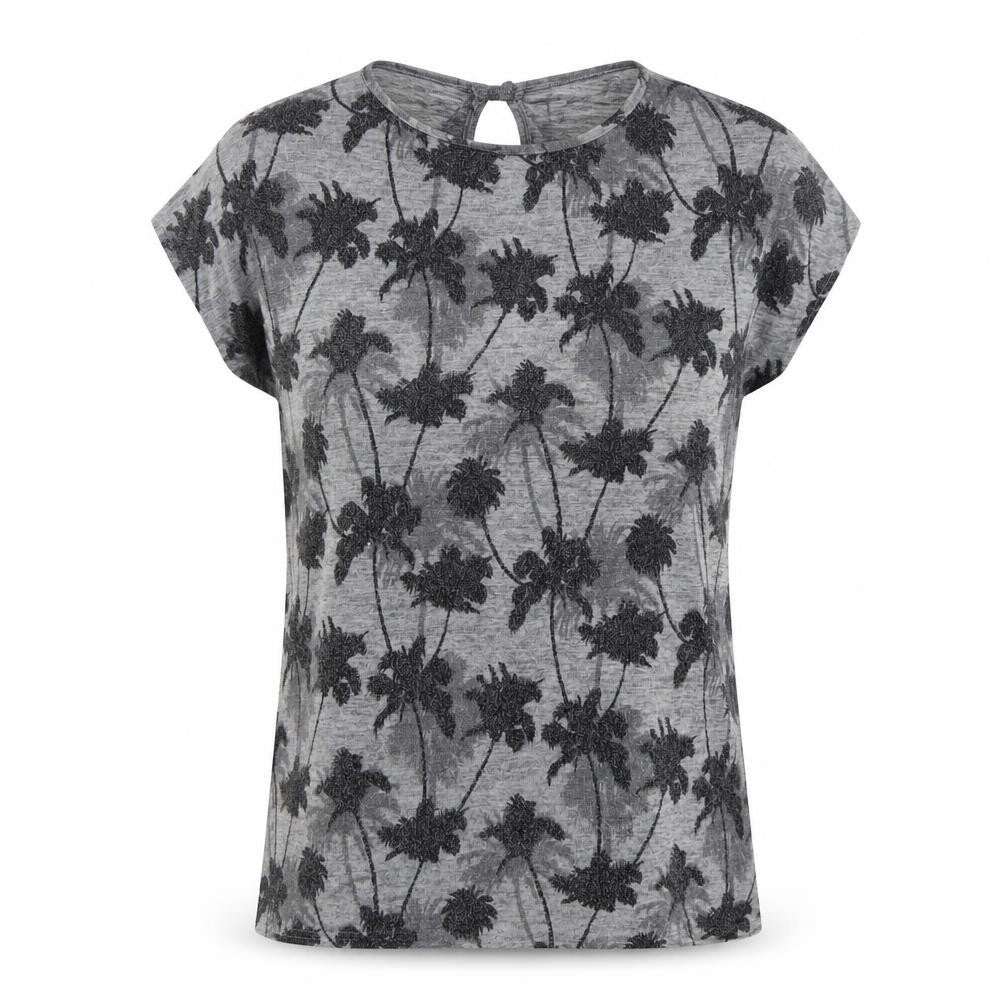 Oasis Womens Gold Floral Polyester Jersey T-Shirt Size S Crew Neck