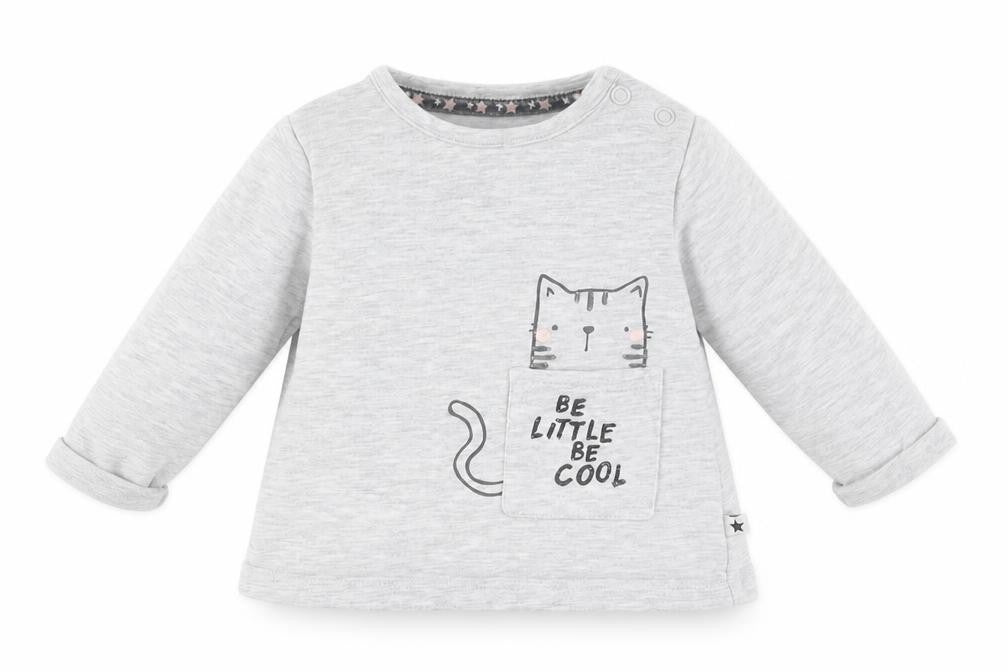 Front view of F&F Grey Cotton Pullover Polo, size 0-3, Months Round Neck