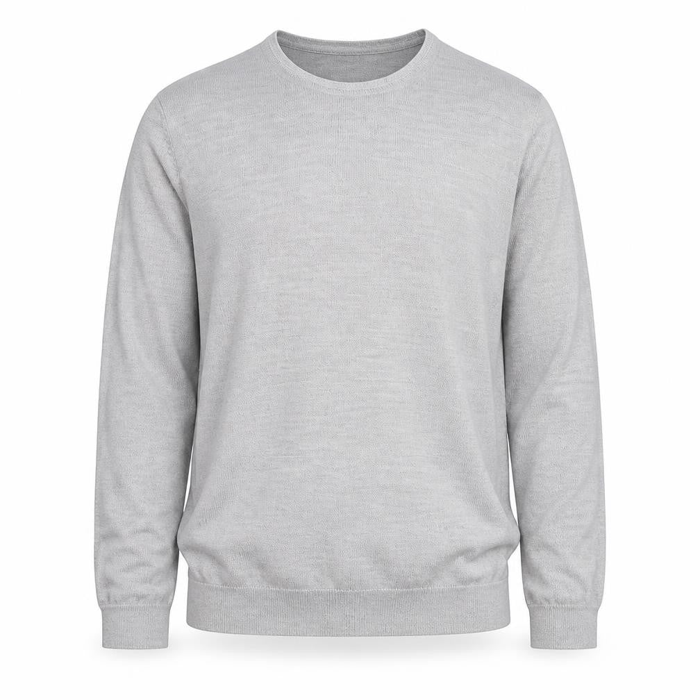 Front view of Lipsy men’s grey round neck acrylic jumper, size XL