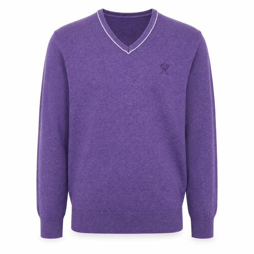 Jeffrey Banks Mens Purple V-Neck  Cotton Pullover Jumper Size S