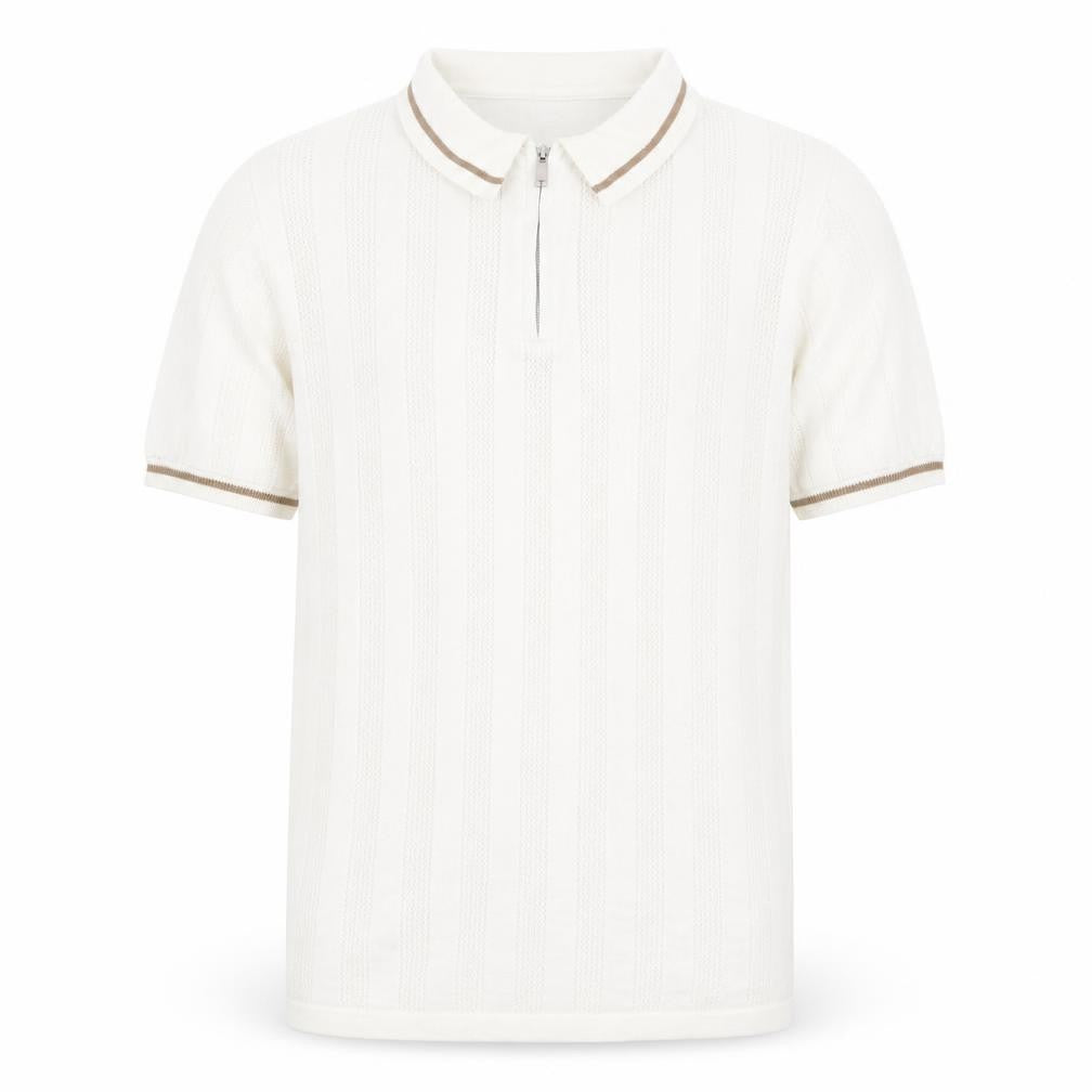 Front view of Burton men’s white collared cotton jumper, size M