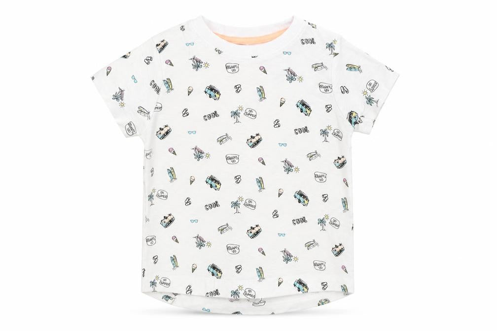 Front view of Matalan boys’ white cotton basic t-shirt, size 12-18, months round neck pullover - summer