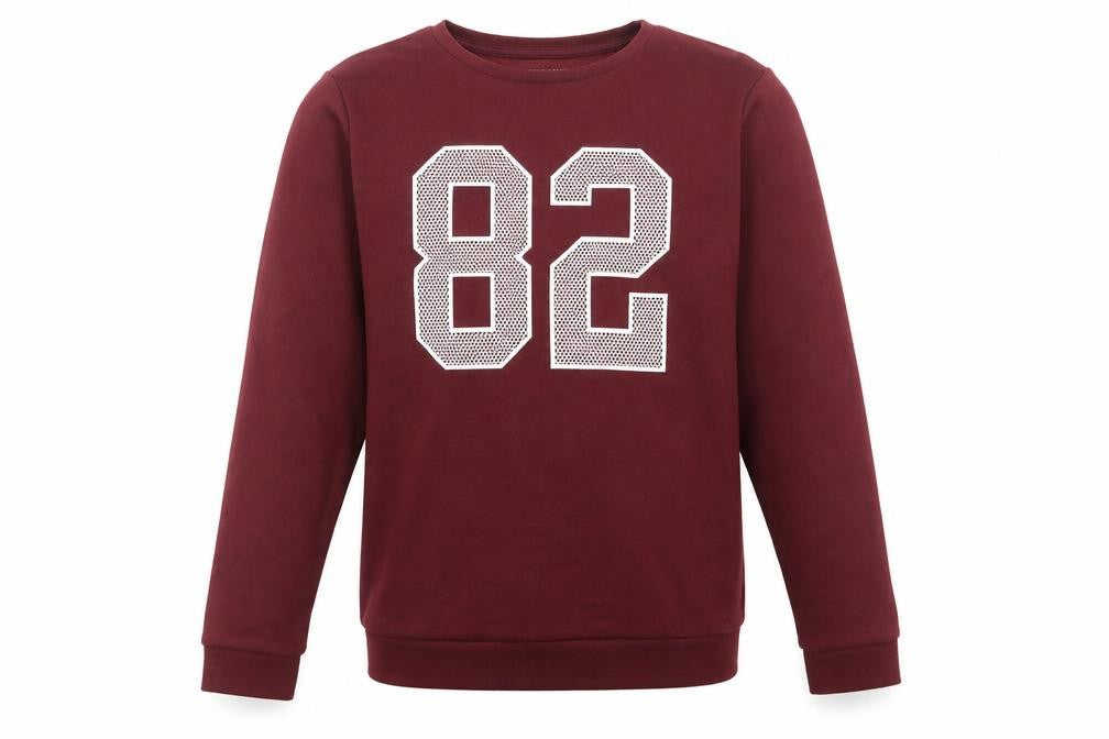 Front view of Primark girls’ red polyester pullover sweatshirt, size 13-14, years pullover