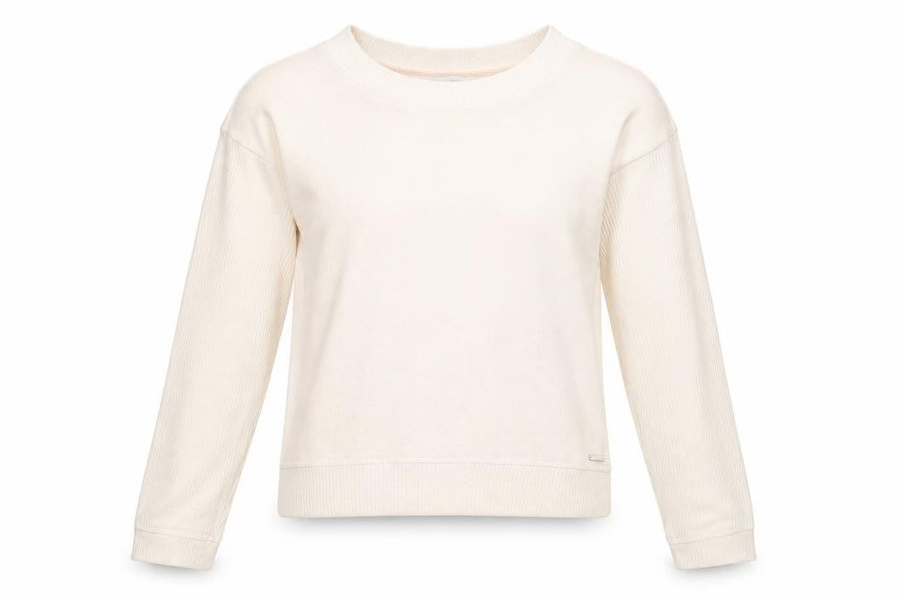 Front view of Boux Avenue women’s white round neck viscose jumper, size UK 8