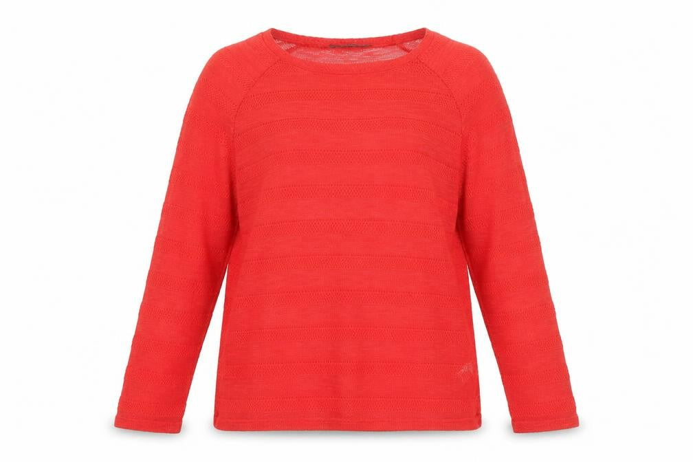 Front view of George women’s red round neck polyester jumper, size UK 14