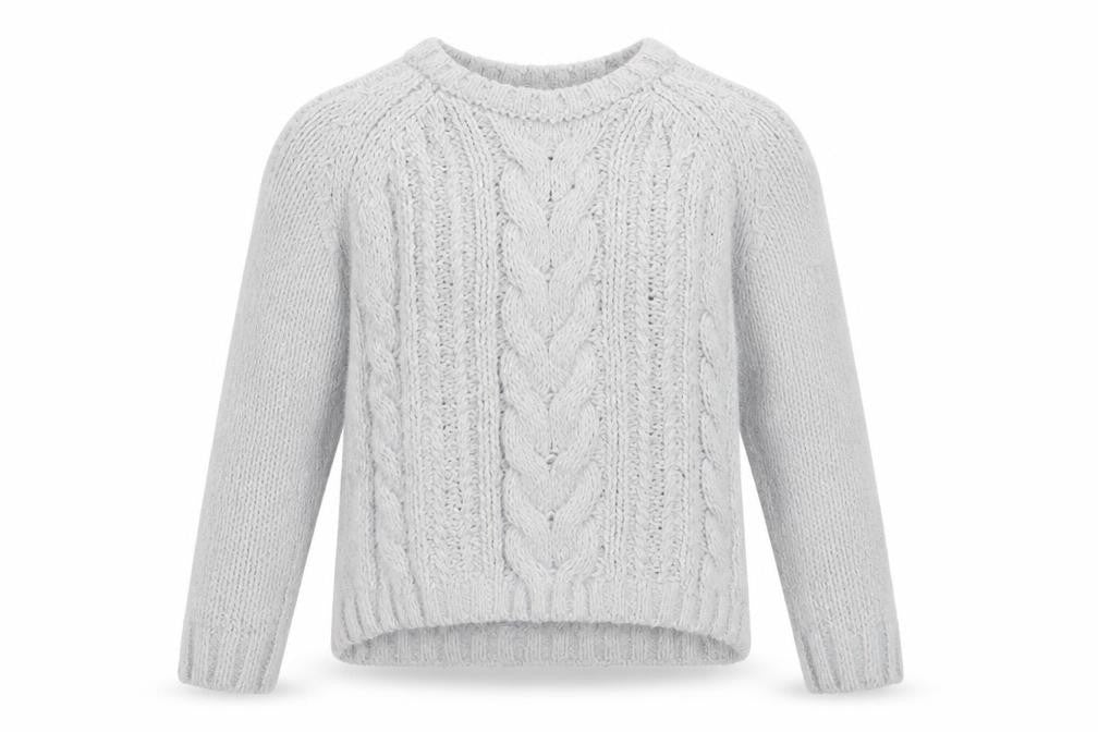 Front view of Primark girls’ grey round neck polyester jumper, size 10-11, years