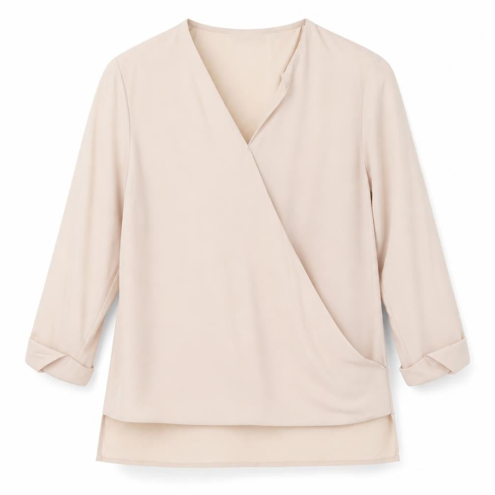 Front view of new look women’s beige polyester basic, size UK 8, v-neck
