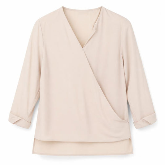 Front view of new look women’s beige polyester basic, size UK 8, v-neck