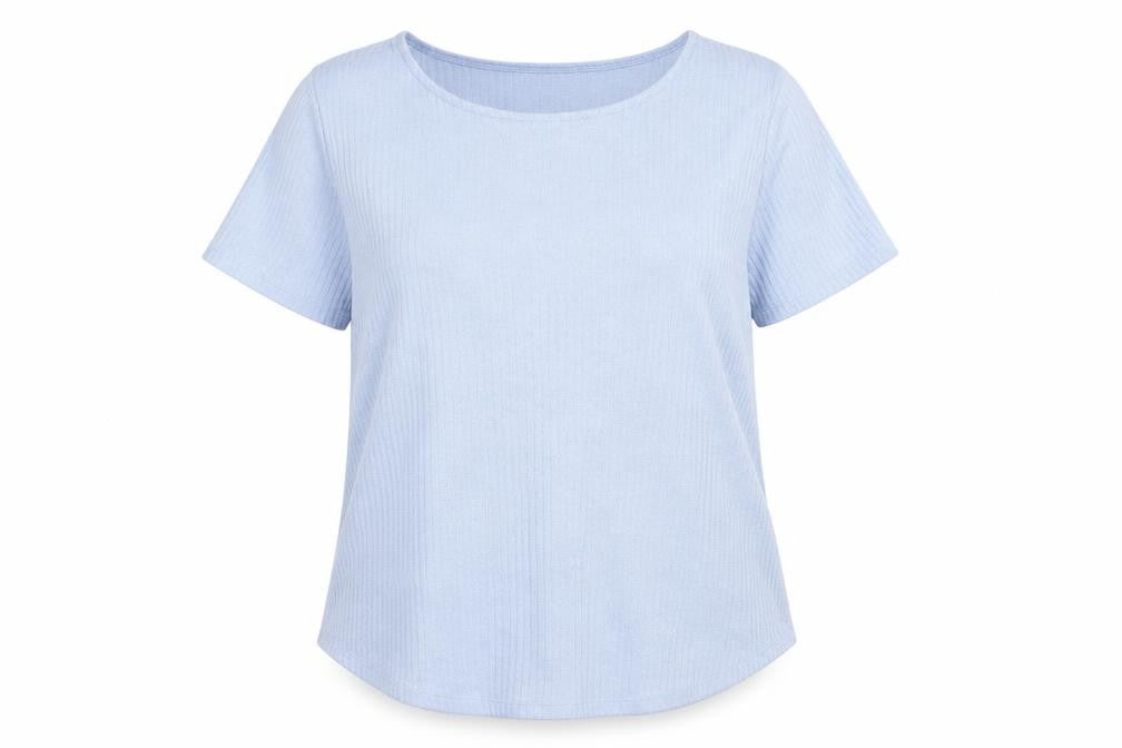 Front view of SHEIN women’s blue polyester basic blouse, size XL, crew neck