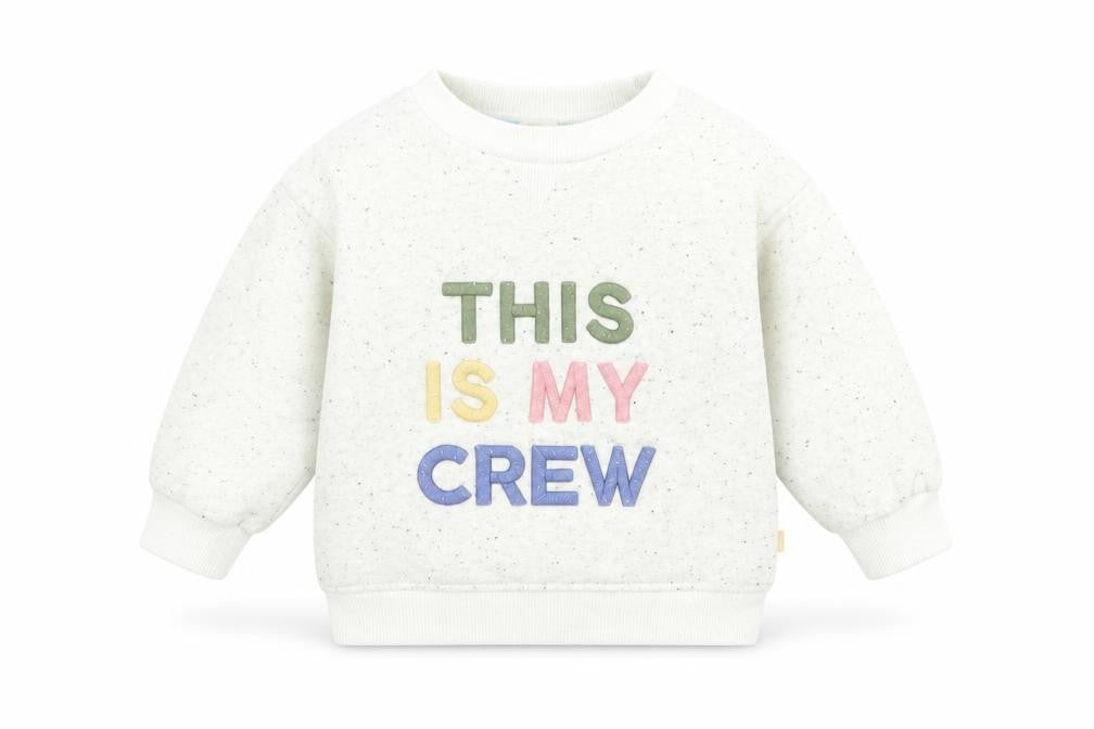 Front view of Primark Baby Ivory Cotton jumper, size 12-18, Months Pullover - Mu Crew