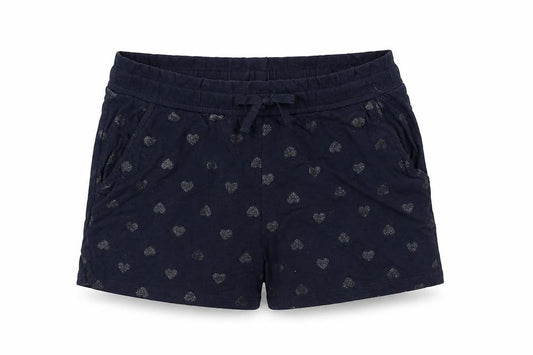 H&M Girls Blue  Cotton Bermuda Shorts Size 9-10 Years  Regular Drawstring - Heart Detail