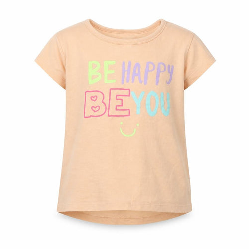 Dunnes Girls Orange  Cotton Basic T-Shirt Size 3-4 Years Round Neck  - Be Happy Be You