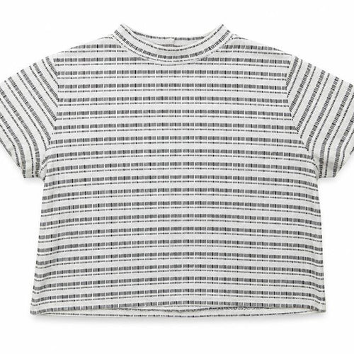 Matalan Girls White Striped Cotton Cropped T-Shirt Size 12-13 Years High Neck