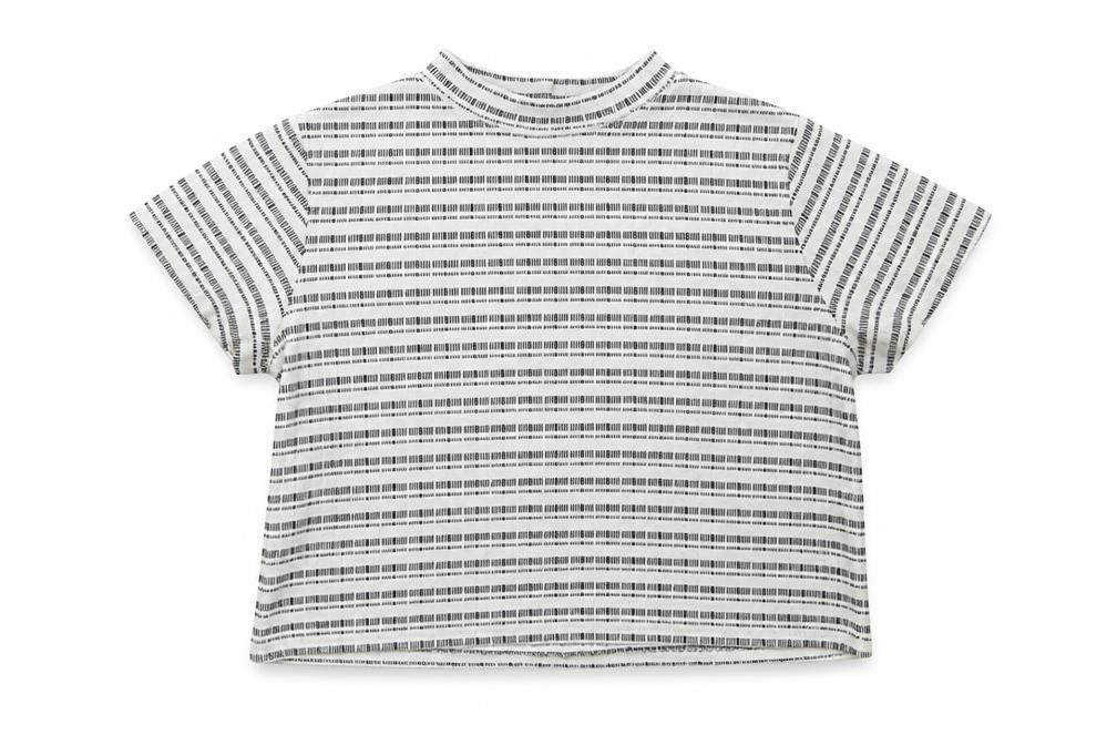 Matalan Girls White Striped Cotton Cropped T-Shirt Size 12-13 Years High Neck