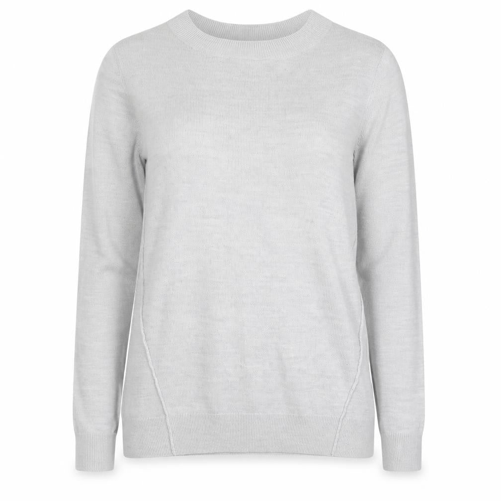 Front view of Very women’s grey round neck acrylic jumper, size UK 16