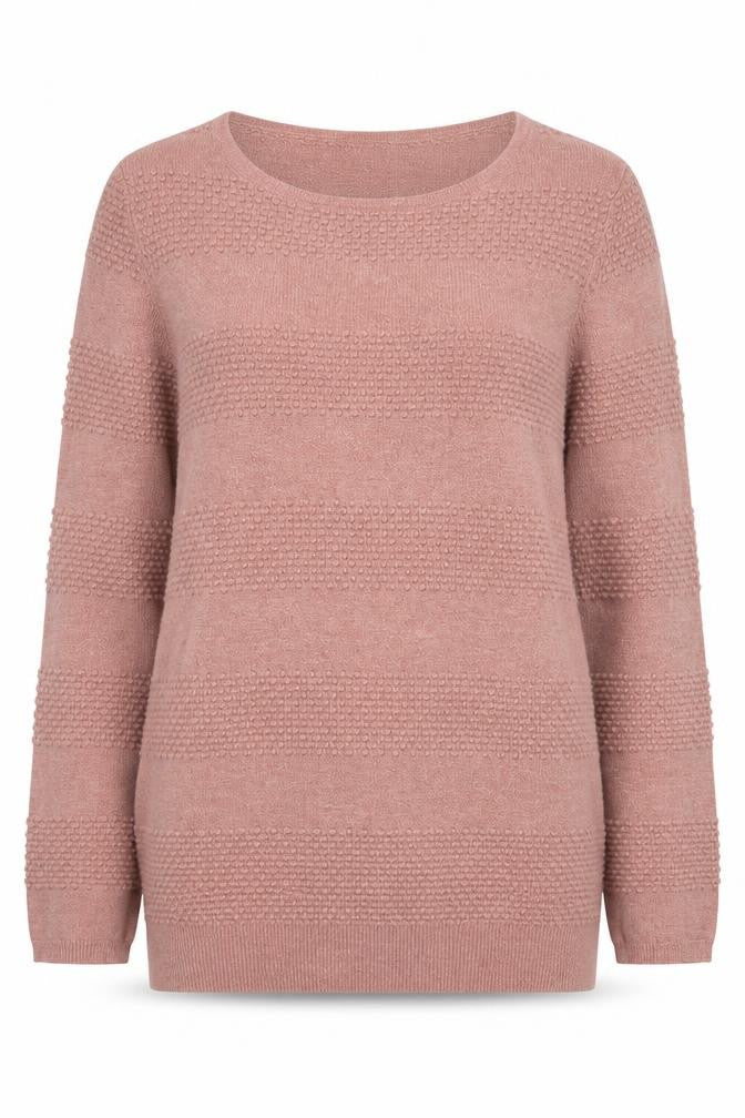 Front view of Warehouse women’s pink scoop neck viscose jumper, size UK 8