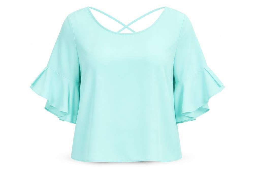 Front view of George women’s green polyester basic t-shirt, size UK 8, scoop neck