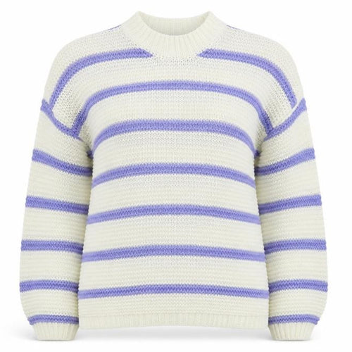 In the Style Womens White Crew Neck Striped Acrylic Pullover Jumper Size 6   - Purple
