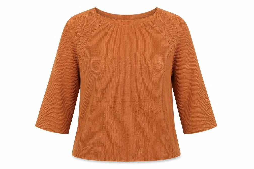 Mango Womens Orange Boat Neck  Acrylic Pullover Jumper Size S