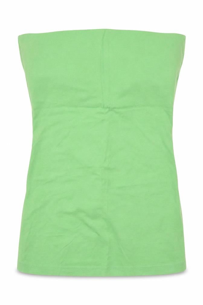Front view of Topshop women’s green cotton basic t-shirt, size UK 10, off the shoulder
