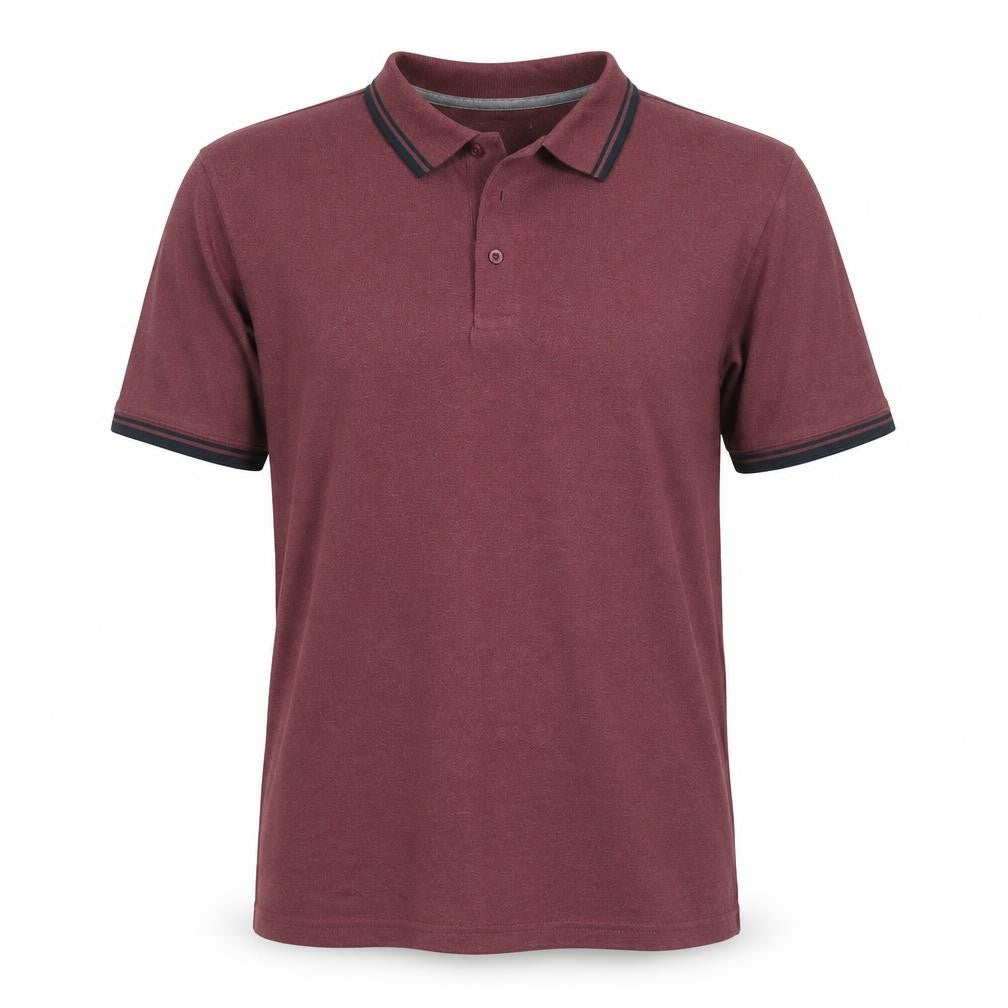 Front view of Orginals men’s purple cotton polo, size M, collared button