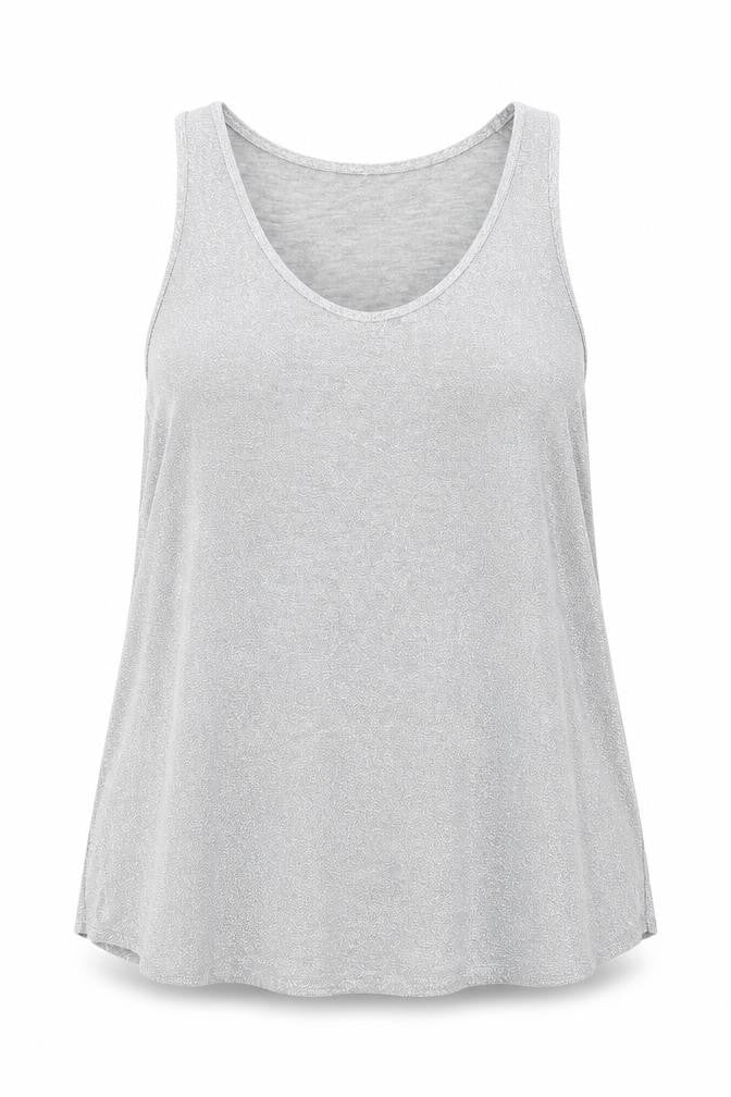 Front view of Next women’s silver polyester basic tank, size UK 14, round neck