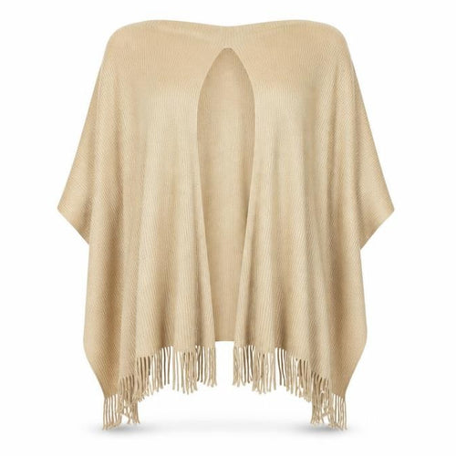 Florence + Fred Womens Beige V-Neck  Acrylic Cape Jumper One Size