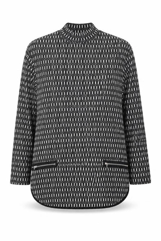 Front view of Papaya women’s black polyester basic blouse, size S, round neck