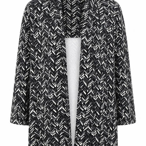ANNE SMITH Womens Black V-Neck Geometric Polyester Cardigan Jumper Size 14